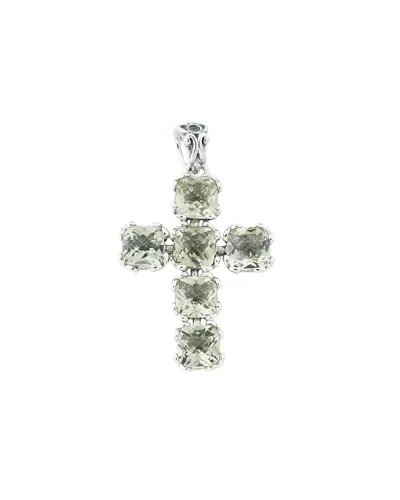Samuel B. Silver 3.50 Ct. Tw. Green Amethyst Pendant In Metallic