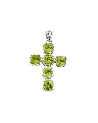 Samuel B. Silver 3.50 Ct. Tw. Peridot Pendant In Green