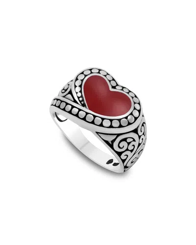Samuel B. Silver 3.70 Ct. Tw. Coral Heart Ring In Metallic