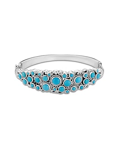 SAMUEL B. SAMUEL B. SILVER 3.70 CT. TW. SLEEPING BEAUTY TURQUOISE CLUSTER BANGLE BRACELET