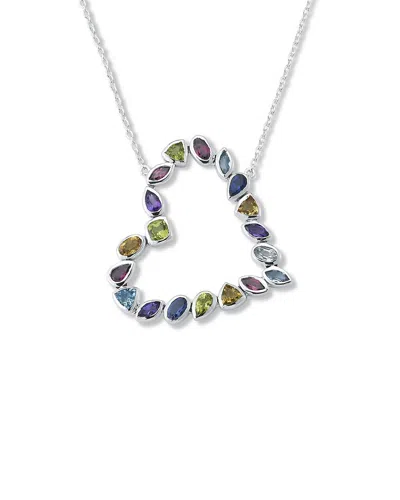 Samuel B. Silver 3.87 Ct. Tw. Gemstone Heart Necklace In Metallic
