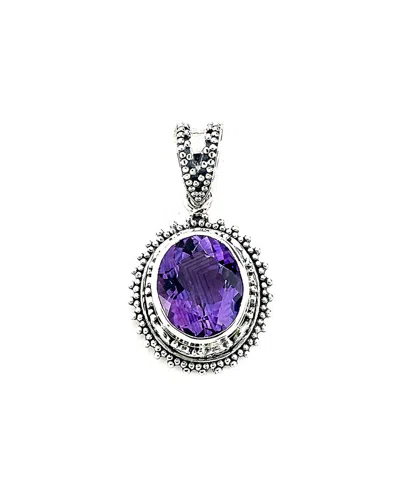 Samuel B. Silver 3.88 Ct. Amethyst Pendant In Purple