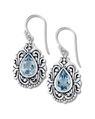 Samuel B. Silver 3.90 Ct. Tw. Blue Topaz Drop Earrings In Metallic
