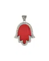 Samuel B. Silver 4.09 Ct. Tw. Coral Hamsa Pendant