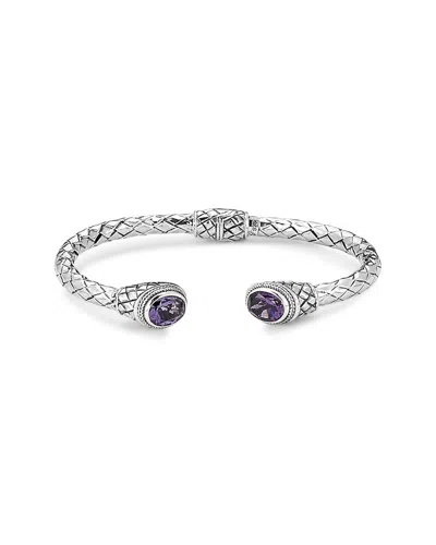 SAMUEL B. SAMUEL B. SILVER 4.80 CT. TW. AMETHYST WOVEN BANGLE BRACELET