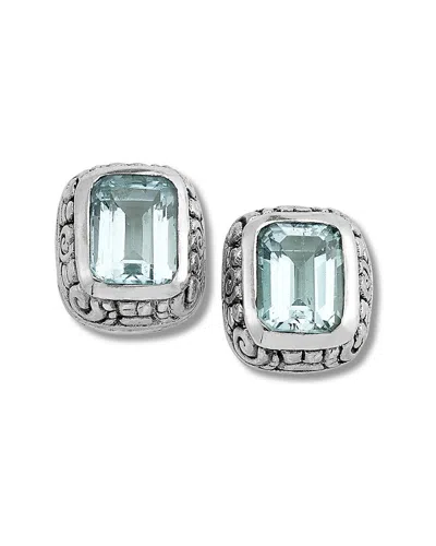 Samuel B. Silver 4.80 Ct. Tw. Blue Topaz Studs In Metallic