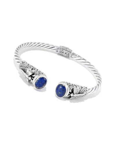 Samuel B. Silver 4.80 Ct. Tw. Lapis Dragonfly Bangle Bracelet In Metallic