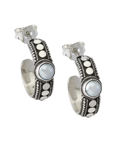 Samuel B. Silver 4mm Pearl Dot Hoops