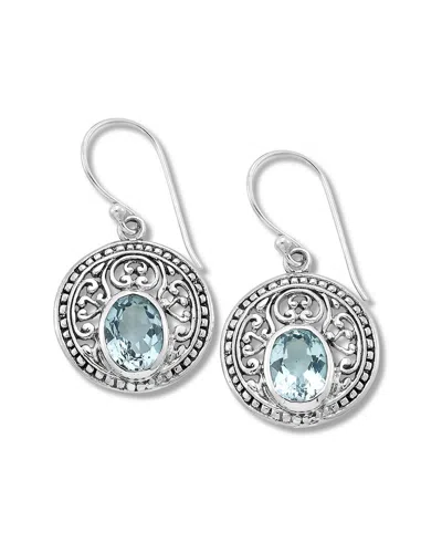 Samuel B. Silver 5.00 Ct. Tw. Blue Topaz Earrings In Metallic