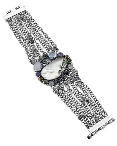 SAMUEL B. SAMUEL B. SILVER 55.00 CT. TW. MULTI STONE & PEARL BANGLE