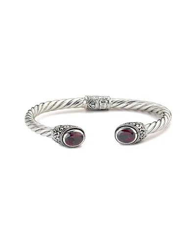 Samuel B. Silver 5.60 Ct. Tw. Garnet Twisted Bangle In Gray