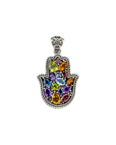 Samuel B. Silver 5.63 Ct. Tw. Gemstone Hamsa Pendant In Multi