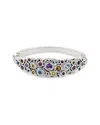 Samuel B. Silver 6.00 Ct. Tw. Gemstone Cluster Bangle Bracelet In Purple Multi