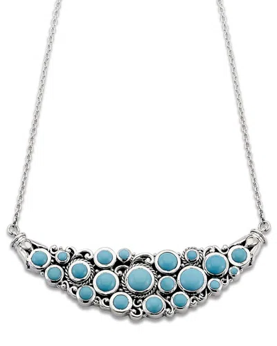 Samuel B. Silver 6.30 Ct. Tw. Sleeping Beauty Turquoise Cluster Bib Necklace