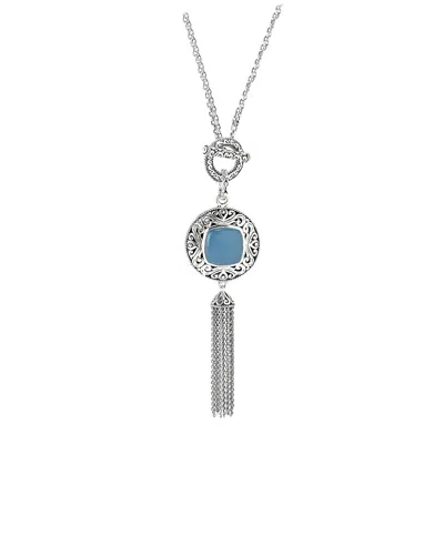 SAMUEL B. SAMUEL B. SILVER 7.00 CT. TW. BLUE CHALCEDONY NECKLACE