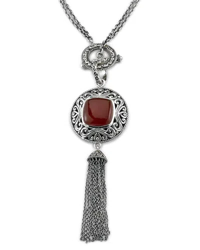 Samuel B. Silver 7.00 Ct. Tw. Carnelian Necklace