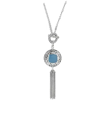 Samuel B. Silver 7.20 Ct. Tw. Chalcedony Toggle Necklace In Multi