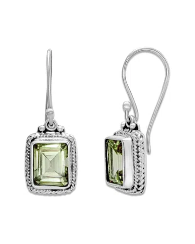 Samuel B. Silver 7.20 Ct. Tw. Green Amethyst Earrings In Metallic