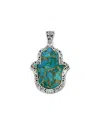 Samuel B. Silver 7.68 Ct. Tw. Turquoise Hamsa Pendant