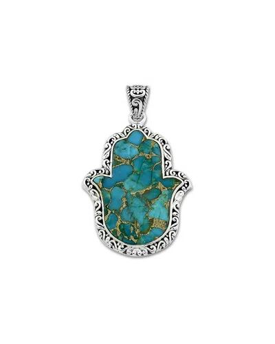 Samuel B. Silver 7.68 Ct. Tw. Turquoise Hamsa Pendant