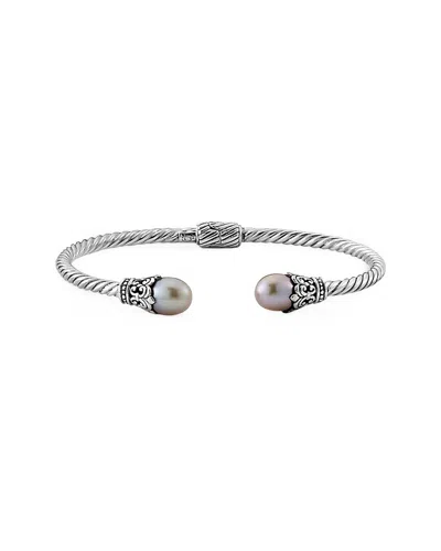 SAMUEL B. SAMUEL B. SILVER 7MM PEARL CABLE BANGLE BRACELET