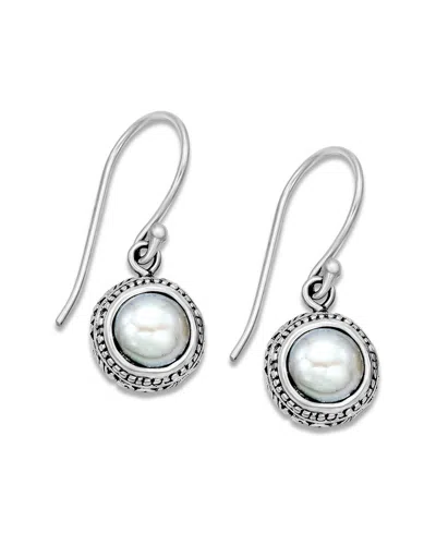 Samuel B. Silver 7mm Pearl Drop Earrings In Animal Print
