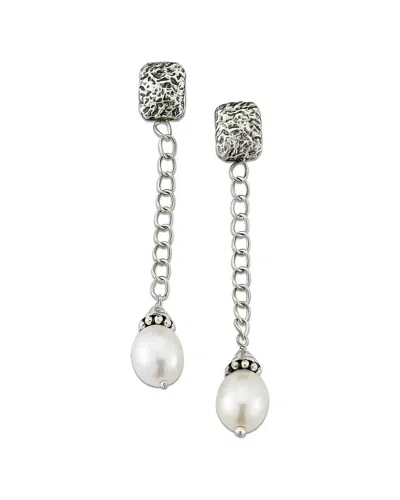 Samuel B. Silver 7mm Pearl Drop Earrings In Metallic