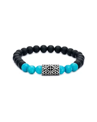 Samuel B. Ss Matte Onyx And Chrysocolla Stretch Bracelet Wit In Black