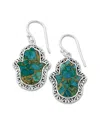 Samuel B. Silver 8.87 Ct. Tw. Turquoise Hamsa Earrings