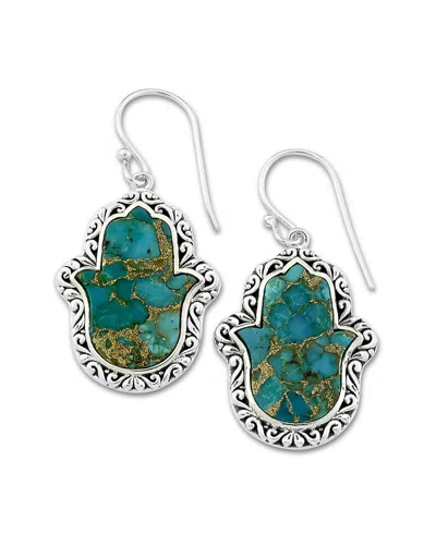 SAMUEL B. SAMUEL B. SILVER 8.87 CT. TW. TURQUOISE HAMSA EARRINGS