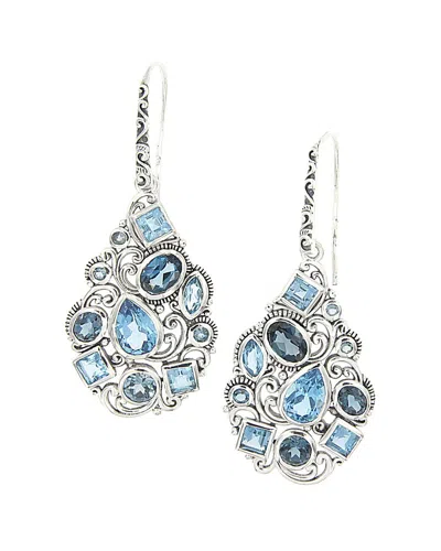 Samuel B. Silver 9.96 Ct. Tw. Blue Topaz Earrings