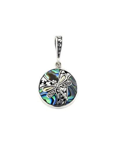 Samuel B. Silver Abalone Dragonfly Pendant In Metallic