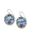 Samuel B. Ss Oval Abalone Earrings With Floral Border In Blue
