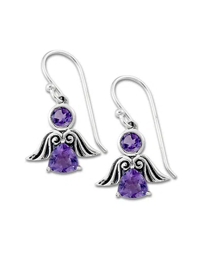 Samuel B. Silver Amethyst Angel Earrings In Metallic