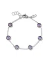 Samuel B. Sterling Silver Cushion Cut Semi-precious Stone Station Bracelet In Purple