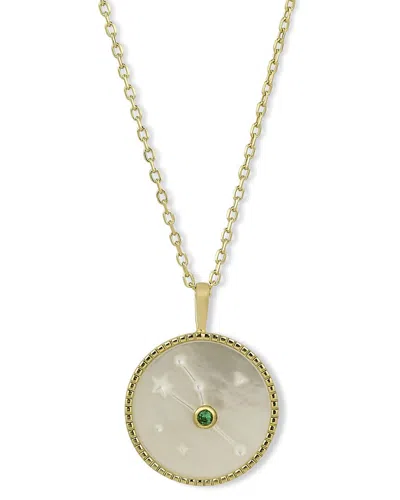 Samuel B. Silver & 18k 0.10 Ct. Tw. Emerald & Pearl Necklace