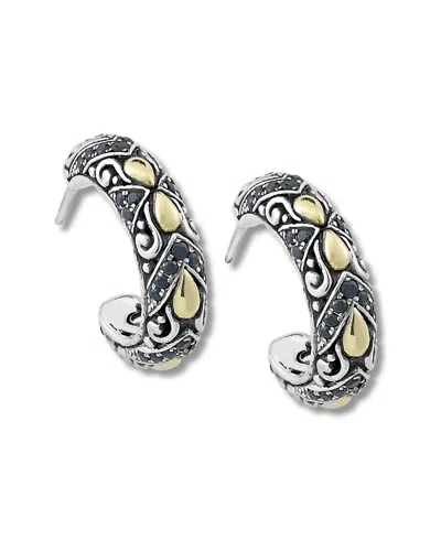SAMUEL B. SAMUEL B. SILVER & 18K 0.65 CT. TW. BLACK SPINEL EARRINGS