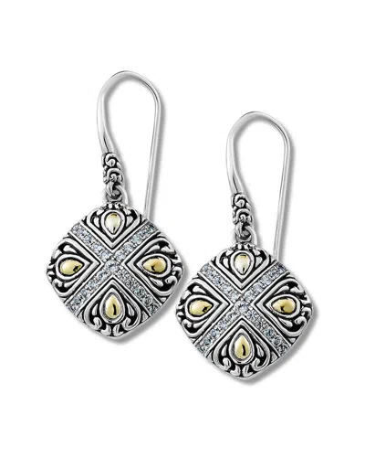 SAMUEL B. SAMUEL B. SILVER & 18K 0.65 CT. TW. WHITE TOPAZ EARRINGS