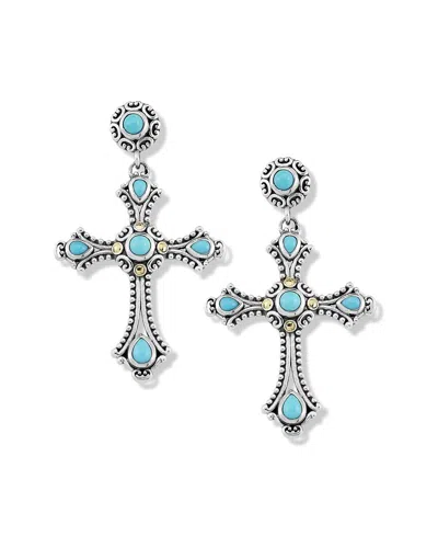 Samuel B. Silver & 18k 0.85 Ct. Tw. Sleeping Beauty Turquoise Earrings