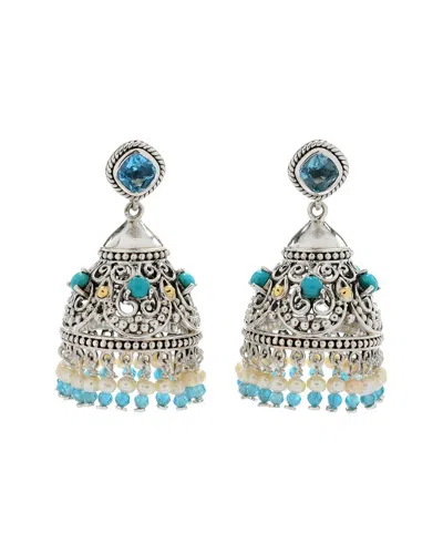 Samuel B. Silver & 18k 10.69 Ct. Tw. Gemstone Earrings