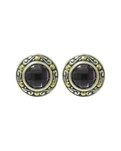 SAMUEL B. SAMUEL B. SILVER & 18K 1.50 CT. TW. AMETHYST EARRINGS