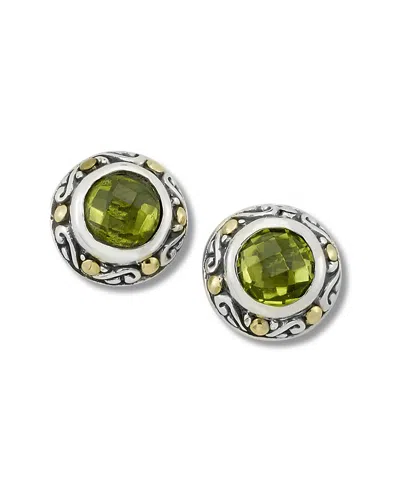 Samuel B. Silver & 18k 1.50 Ct. Tw. Peridot Earrings