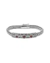 Samuel B. Silver & 18k 1.60 Ct. Tw. Garnet Bracelet In Metallic