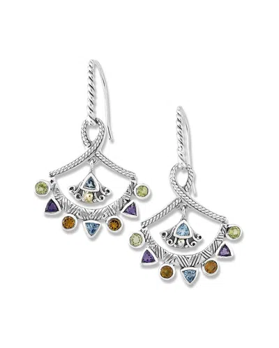 SAMUEL B. SAMUEL B. SILVER & 18K 1.61 CT. TW. GEMSTONE EARRINGS