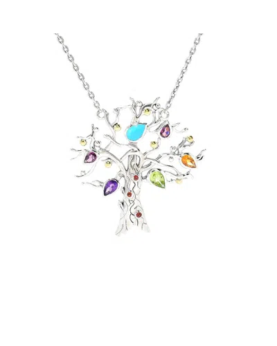 Samuel B. Silver & 18k 1.84 Ct. Tw. Gemstone Necklace