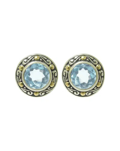 Samuel B. Silver & 18k 2.00 Ct. Tw. Blue Topaz Earrings