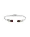 Samuel B. 18k Gold Sterling Silver Garnet Bangle Bracelet