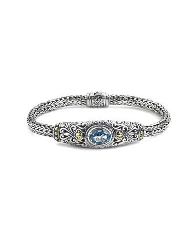 Samuel B. Silver & 18k 3.50 Ct. Tw. Blue Topaz Bracelet