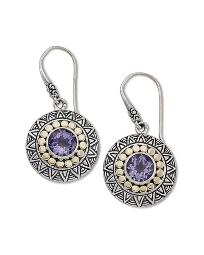 Samuel B. Silver & 18k 3.70 Ct. Tw. Amethyst Earrings