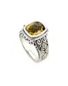 Samuel B. Silver & 18k 3.85 Ct. Tw. Citrine Ring In Metallic